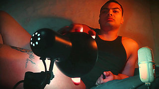 ASMR Ass, big cock, Muscular Men, Big wet penis Masturbating near the microphone Feet up