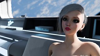 3D animation fuck on a space station with sexy blonde
