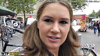 Kinky slut in fishnets enjoys hardcore public anal sex