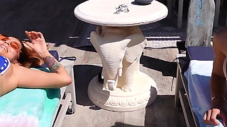 Agatha Vega and Sara Illustrate Enjoy the Pool and Order Christian Clay's Cock