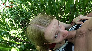 Cheap Teen Slut Gets Fuck and Facial in Cornfield