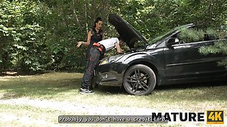 Mature4k. mature whore Texas Patti is hardcore on top of her car in front of her hubby