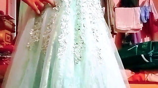 Indian Gay Crossdresser Gaurisissy Feeling Horny in Blue Lehanga