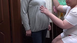 A nurse makes for a pregnant milf milky enema in hairy pussy and massages her vagina. Procedures unexpectedly end in orgasm. Fetish lesbians.