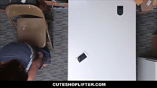 Teenage latin little tits Avi Love caught stealing fucked in bum by security guard