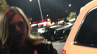 Blonde Amateur Taking Facial On Her Knees In Public