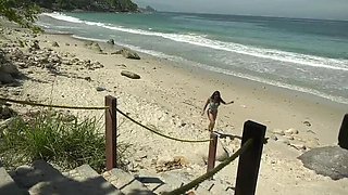 Hot Latin Amateurs Part 4 - Big Tits Brunette MILF Blowjob on Beach - European HD Sex