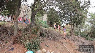 Kristina Melonie And Rebeka Ruby Naughty Girls Naked Outdoors In The Forest Touching Themselves