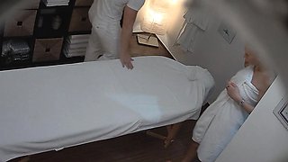 Blonde Tattoed Girl Fucked During Massage
