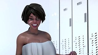 Ebony Schoolgirls Locker Room Fuck - 3D Hentai (ENG Voices)