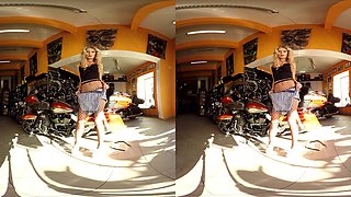 189 - Claudia Mac - Blonde Solo Model Naked On A Bike