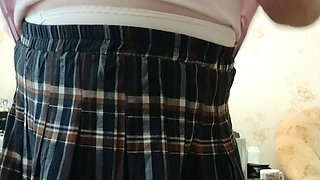 Sissy jerks off her little cock and cums