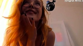 Small titted model in lingerie riding stud