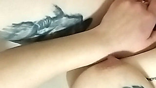 Young girl masturbates in the bathtub,  wet