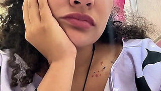 Gassy Milk-intolerant Girl on the Toilet and Farting