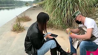 Chinese Cutie Shackled In Public