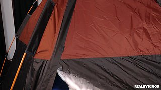 Lil Campers gets Threesome - Juan Loco and his Buddy Seduced by MILF Cougar in the Camping Tent