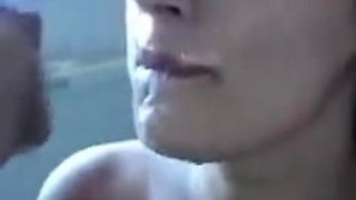 Busty brunette slut enjoys extreme amateur pov blowjob