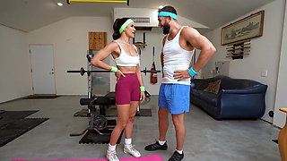 Sporty couple gets naughty with natural tits pornstar