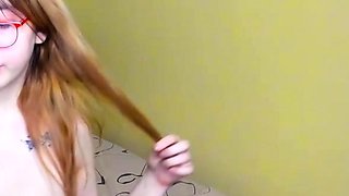 Close up with teen blonde sex doll rubbing her cunt