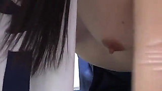 Girls Only Apartment in Japan Cute and Slender Girl Cleaning Room in Apron-style Miniskirt Uniform and Wedgie Thong Panties