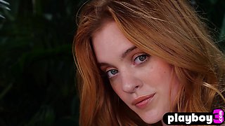 Hairy slit redhead model posed naked