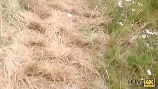Hunt4k. dark haired hottie letna garden sucks strangers sausage for money