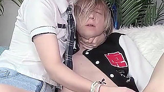 Hot Femdom Handjob During the Hot Holding His Neck