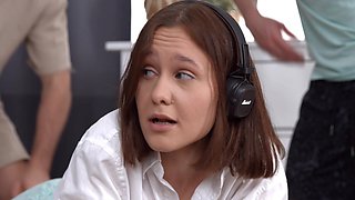 Young brunette Ally Horny in hot threesome action