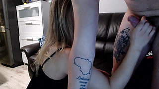 38 years girlfriend sucking dick for fat boyfriend in kitchen