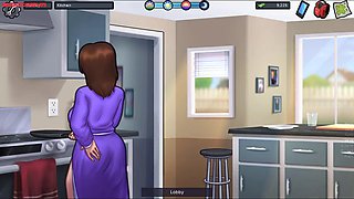 Sexy roommate Jenny getting nude showing her huge boobs, Huge Tits Slut teasing - Summertime Saga 09