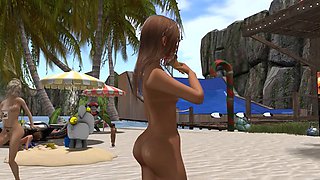 SECOND LIFE - naked girls dance in the FSNB