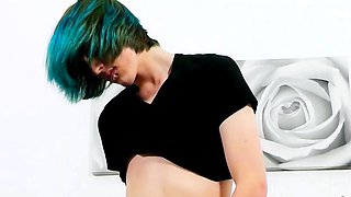 Twink Enticingly Jerks His Cock Off