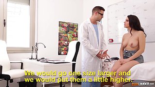 Handsome plastic surgeon fucks seductive patient Valentina Nappi after breast examination