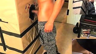 Big titted glory hole blowjob slut fucks and loves facial