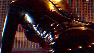 Blonde Sub Slurps Dominant Brunette's Feet in Fetish Dungeon