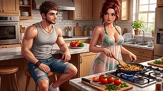 Horny Stepmom Can't Resist Stepson's Cock in the Kitchen