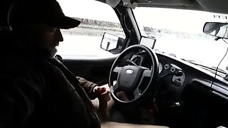 Big-Cock Daddy Strokes in Car