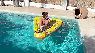 Party Prank Trap Bound, Gagged and Cum-covered in the Pool (hd)