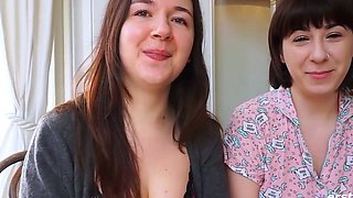 Two super-sexy german brunettes play with toys