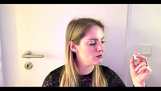 Close up Smoking in Black Lace