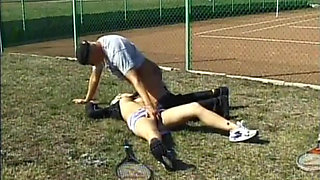 Tight whore football field fuck