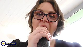 Big-Tits British MILF Cashmere Toys Playfully in Lingerie