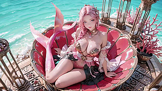 Pink Mermaid Queen! Private Gaze in the Underwater Palace, From Deep Sea Dreams to Beach Climax.
