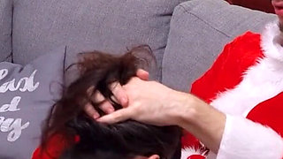 Naughty Girl Gets Spanked, Punished, and Face-fucked by Santa Claus for Masturbating on Christmas Day!