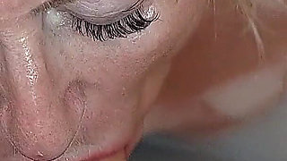 Mature Tgirl Stroking Throbbing Cock in Bubbly Tub Climax