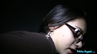 Hot russian stunner in nerd glasses creampied by Big Dick - public agent