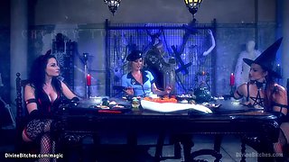 Femdoms gang bang two slave men