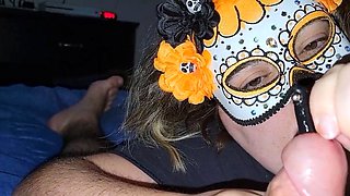Blonde BBW Sounds Her Cock While Giving a Blowjob