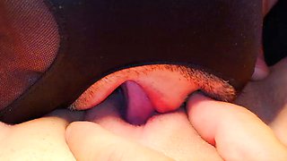 Dimon33341 Licks Her Massive Shaved Pussy